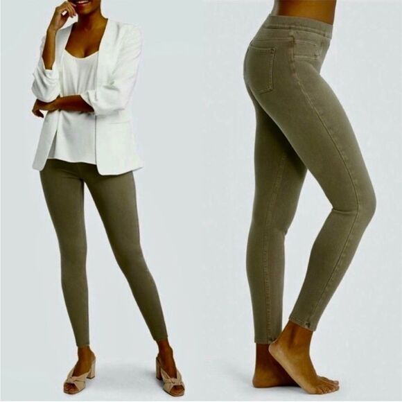 Spanx Jeanish Shaping Ankle Leggings Pants Pull On Olive Green Sz S - Picture 2 of 14